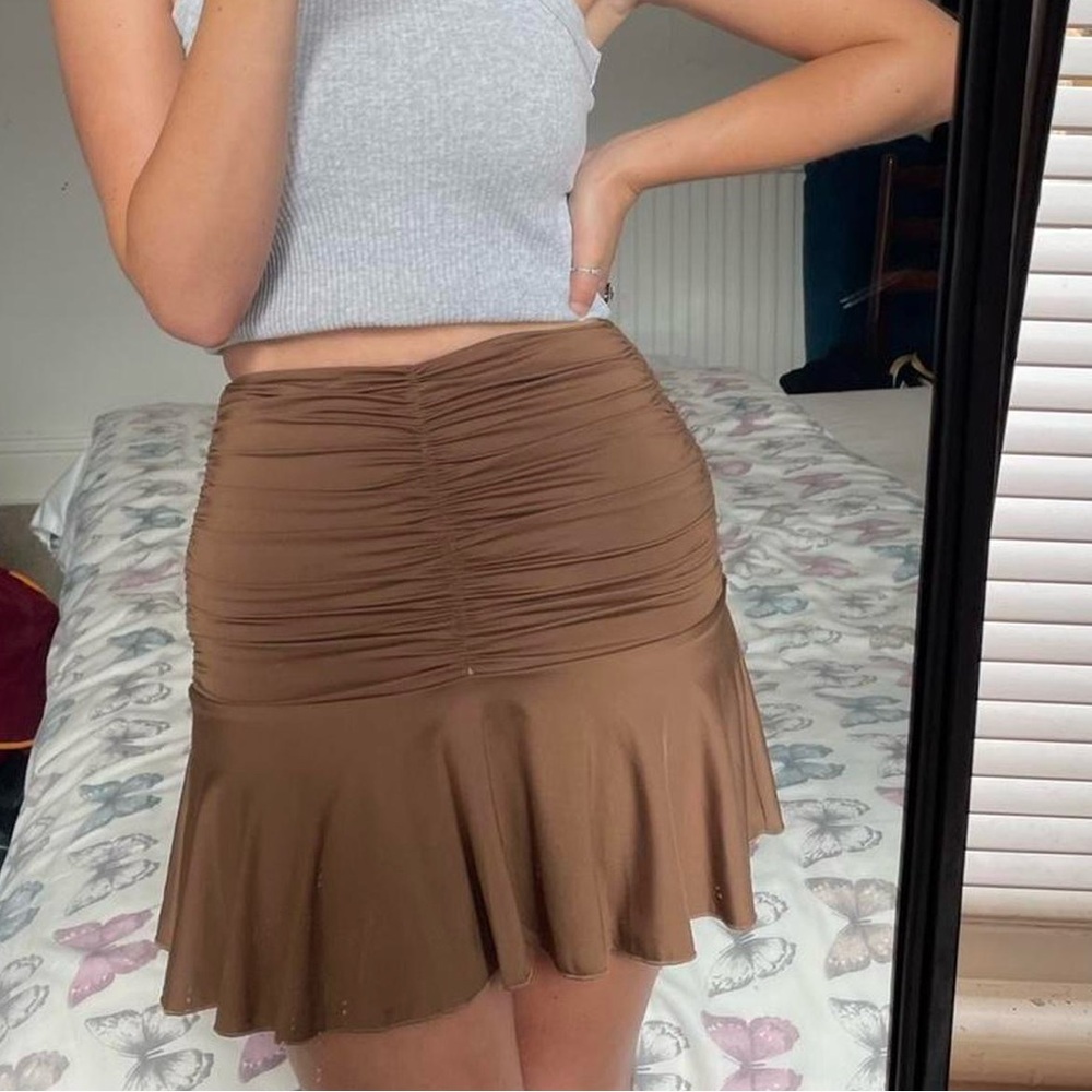 Princess Polly Brown Fit and Flare Mini Skirt